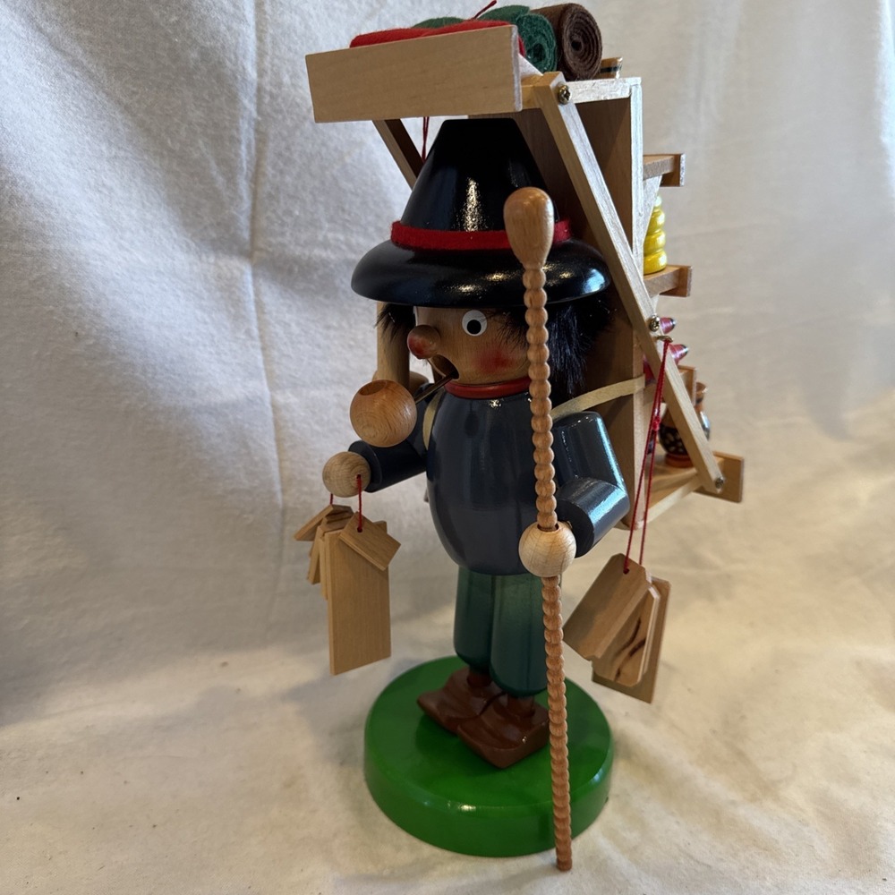 Vintage‎ Steinbach Germany Volkskunst Smoker Traveling Salesman Wares 11"